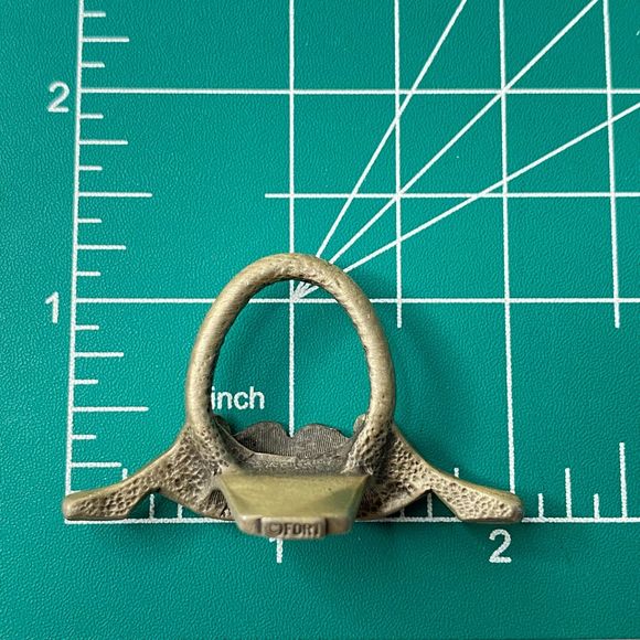 The Fort Scarf Ring Bullhead Mixed Metal Brass Pewter Look Antler Leaf Design - Picture 8 of 9